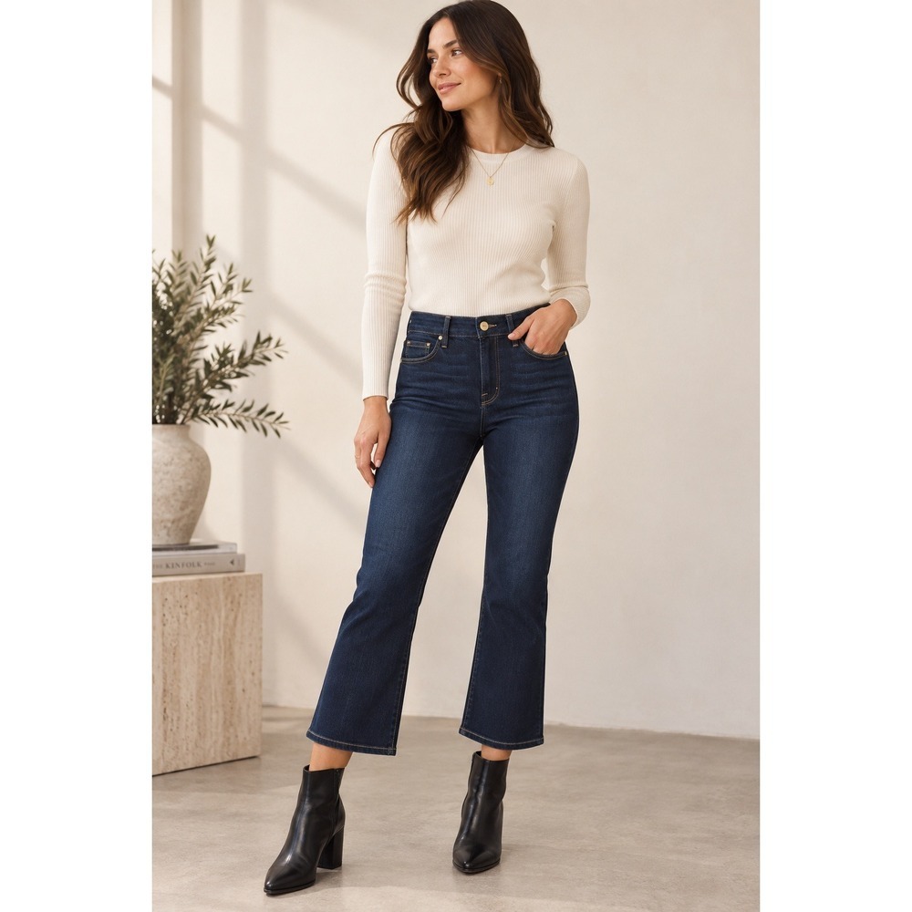 FRAME Le Crop Mini Boot Jeans Womens 27 Dark Wash Cropped Bootcut Stretch